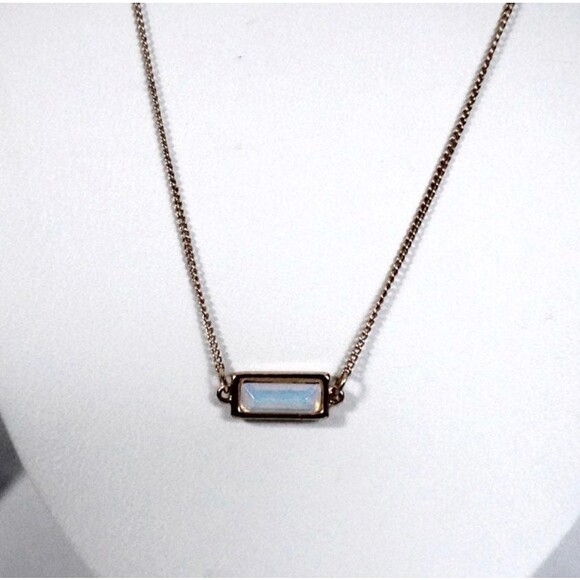 Faceted Rhinestone Bar Pendant Necklace Gold Translucent - Picture 1 of 5